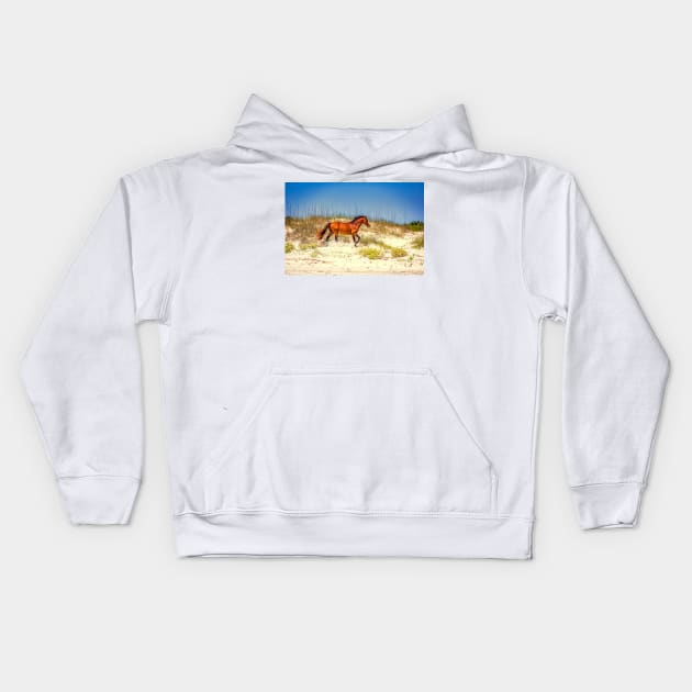 Wild Horses at Cumberland Island National Seashore Kids Hoodie by Gestalt Imagery